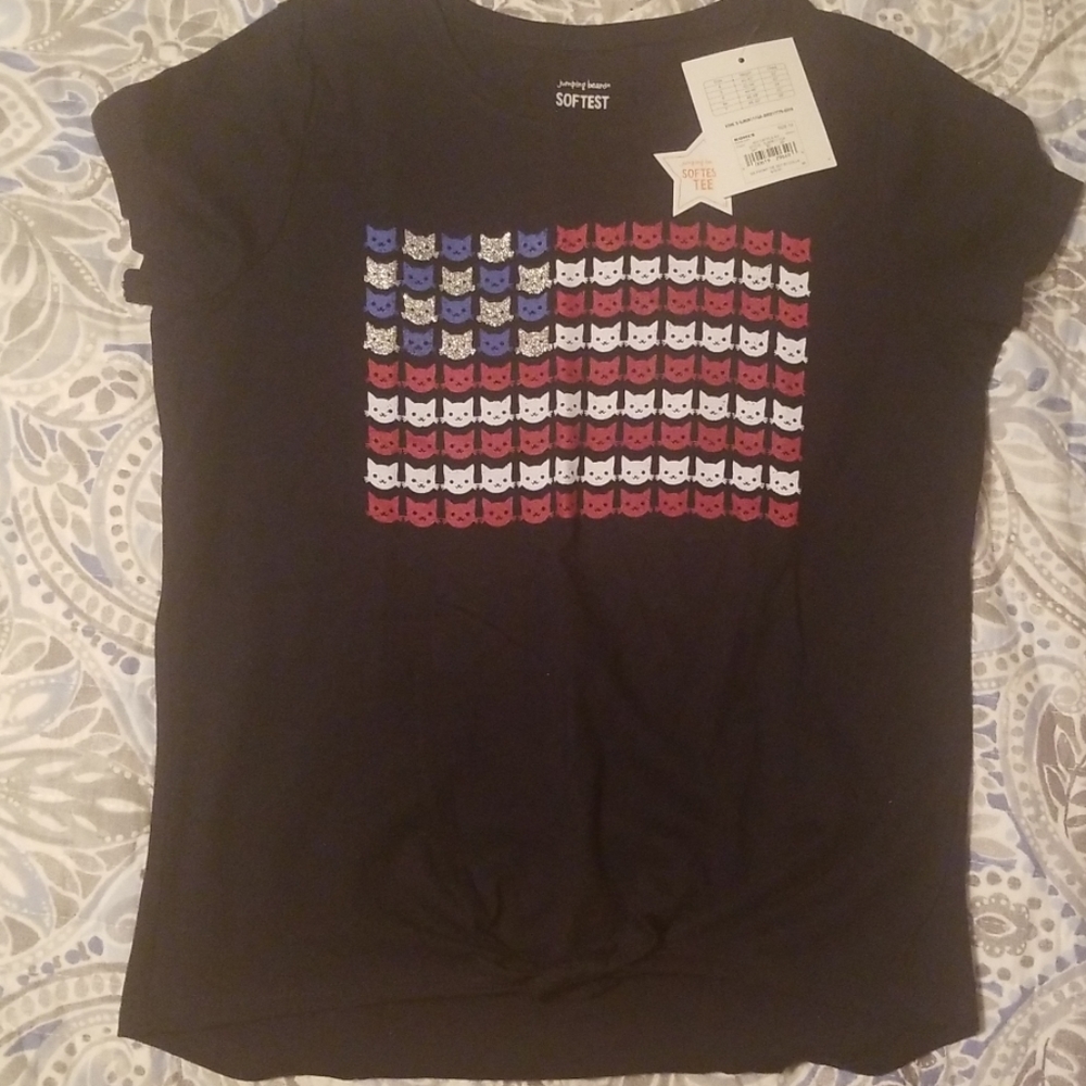 American Flag shirt with cats. NWT.